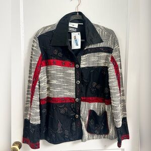 Yak Magik Embroidered Mixed Media Art To Wear Beaded Jacket Size L